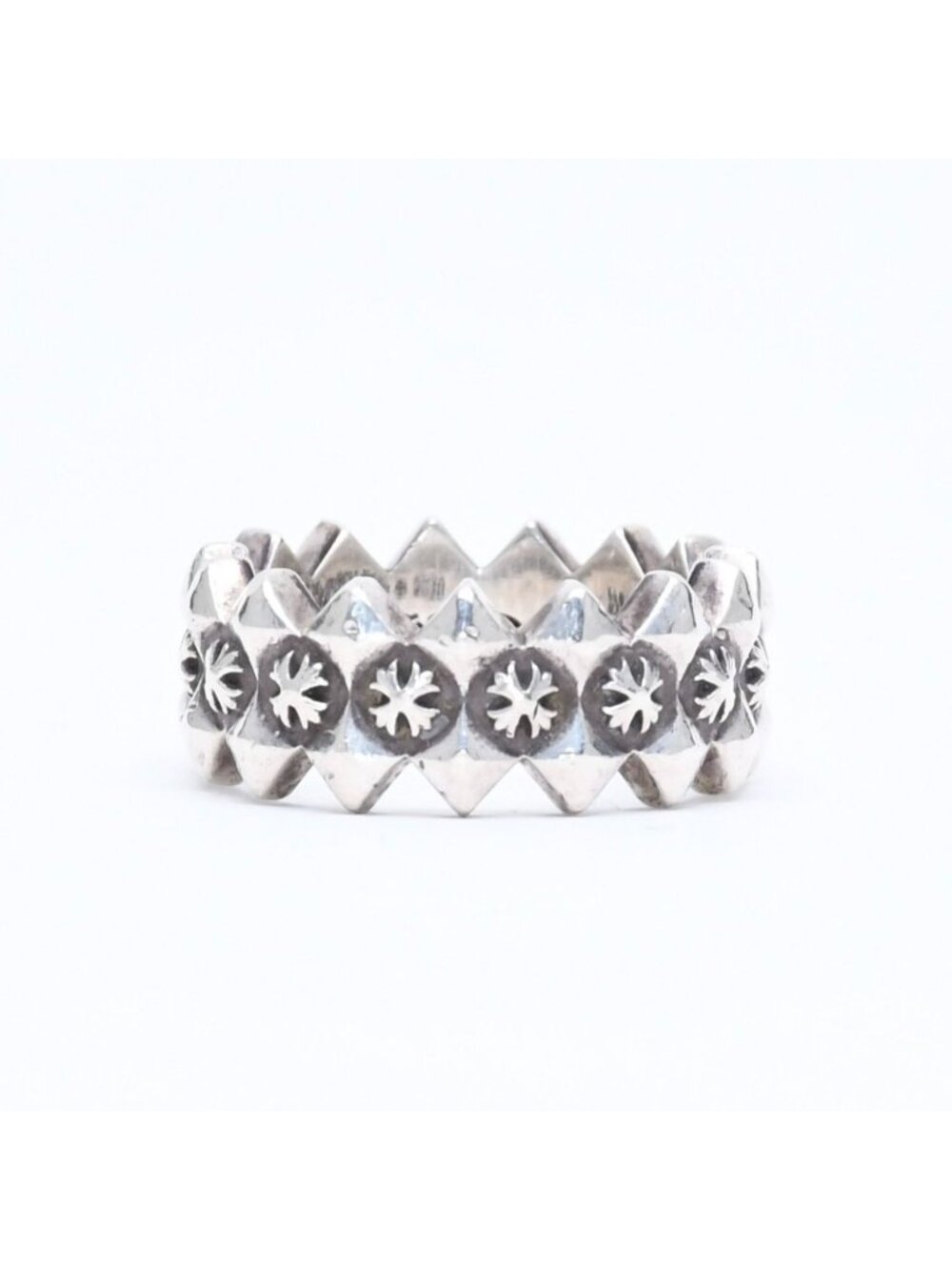 Chrome Hearts Double Pyramid Plus Ring 925 Sterling Silver